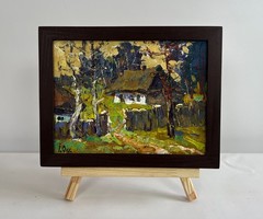 Oil Painting Houses Near The Forest O. Ivanyuk Unframed Original nAAA4509