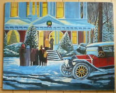 HOWARD SEGAR, VINTAGE XMAS CHRISTMAS CAROLERS SNOWY WINTER HOLIDAY CHARMING OIL