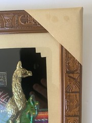 Peruvian PERU Folk Art Alpaca 🦙 Fabric Framed 8”X10” Unused Souvenir