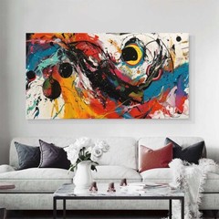 red hand painted 1 piece abstract canvas art wall decor for living room