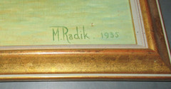 2 OIL ON BOARD PAINTINGS JAPANESE TEMPLE/SHRINE SIGNED M RADIK 1935