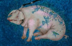 pig fetish tattoo art painting contemporary artist realism farm animal portrait