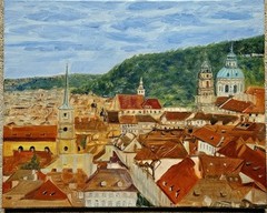 Daorong Oil Painting Beautiful Spring In City Praque Oil Painting20x16