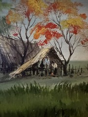 Original Nikit (NK) Kampan Landscape Acrylic Painting 28×21 Framed and Signed.