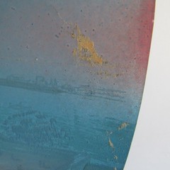 vtg Oval Convex Reverse Glass Painting Statue of Liberty Early 1900s NO FRAME