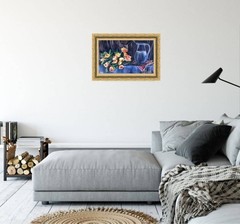 Roses Oil Painting Original Art Mug Still Life Wall Art 12×20″ by Olesya Bay