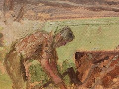 MARY BERESFORD-WILLIAMS, FARM SCENE OIL PAINTING ON CANVAS, 44.5 X 76 CM, SIGNED