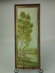 1976 Tackett Oil Painting Trees River Bank 17 1/2″ x 7″
