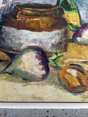Original Vintage still life Oli On Canvas Framed 18 X 14