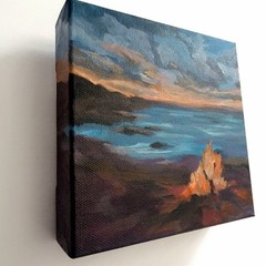 Landscape Original Painting On Canvas 6 X 6 Inches