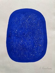 Lucio Fontana Original Painting Paper Blue Monochrome Italian Art Minimalist G47