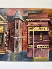 Mid Century Painting Architecture American Regionalism Historic Modernism House