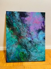 Galaxy Painting – Epoxy Finishing Coat – Aqua Purple Shimmer – 16 x 20 inch