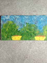 Ernest Lee Folk Art Original Painting On Plywood – Chicken Artist South Carolina