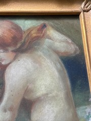 Antique Painting Drawing Women Bathing Nature Female Model Woman Landscape