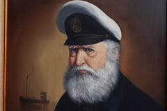 Pelbam Signed Framed Oil on Canvas Portrait Painting of Sailor Sea Captain Ship