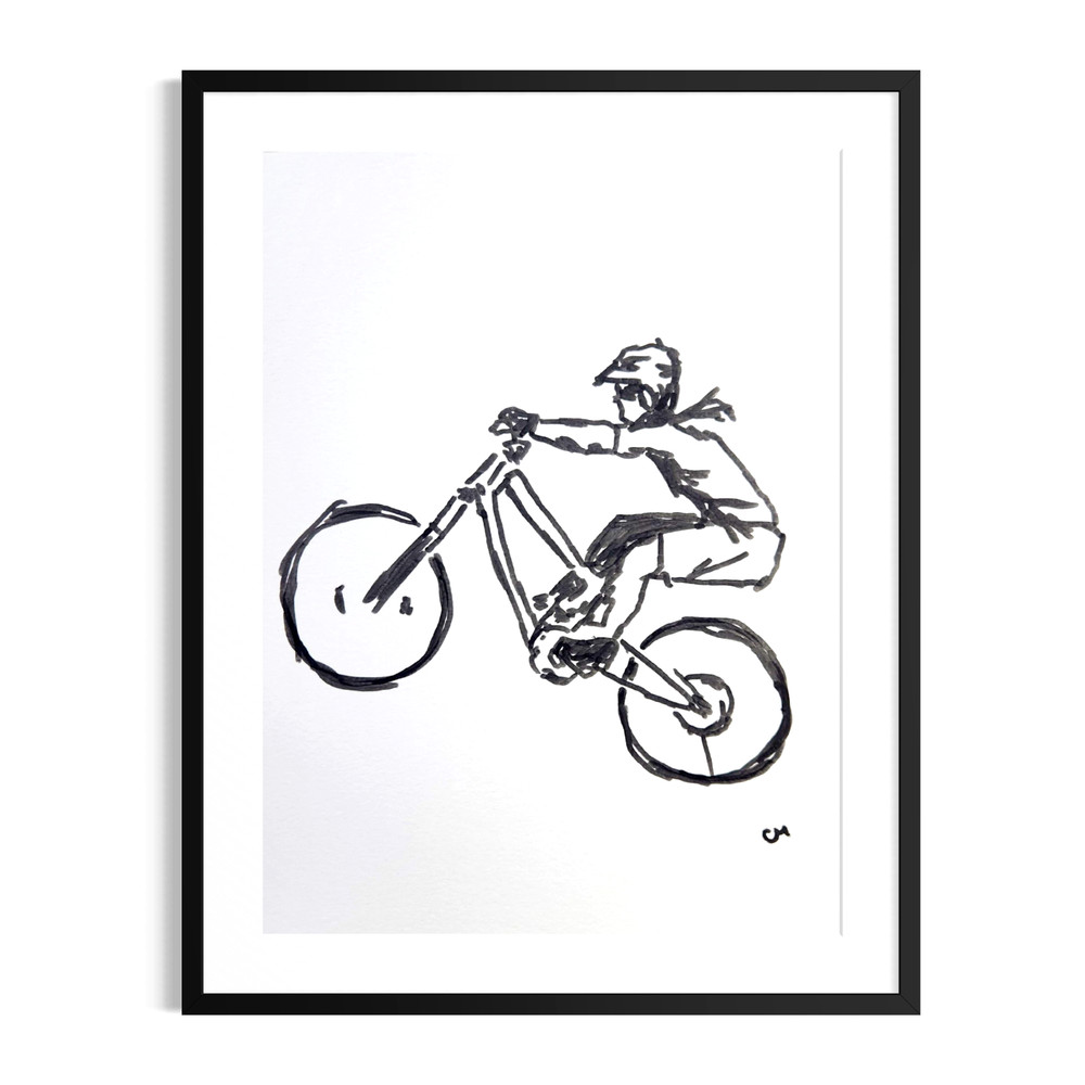 Original Abstract Expressionism Mountain Bike Art 9X12 Handmade Signed