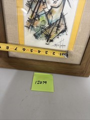 Artist Dibuso Abstract Girl Mixed Media Water Color Pen Framed Signed 2016