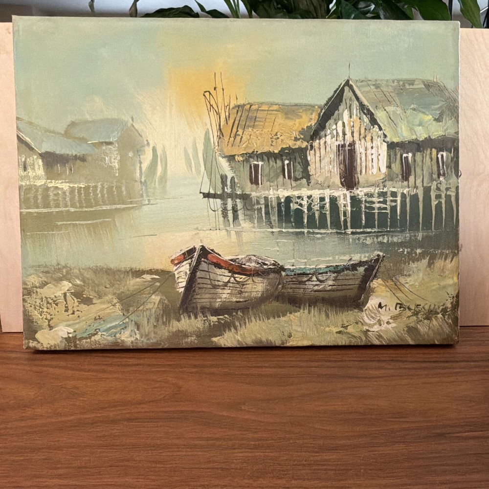 M. Busch Signed Impressionist Coastal Seascape Canvas OilPainting 12×16