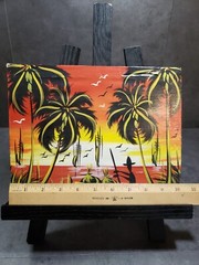 Tropical Island Painting Signed Vintage 60s 70s