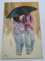LARGE DONALD PUTT PUTNAM PAINTING INDIAN CHILDREN LISTED 36 INCHES FAMOUS RARE