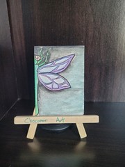 Dragonfly- Original Art ACEO Miniature Painting Watercolor Pencil