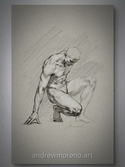 Original Mixed Media Male Portrait Figure Drawing Toned Paper Size (8×10) Inch