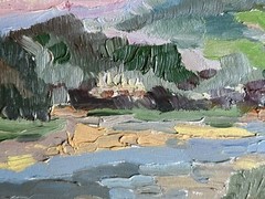 Oil painting Carpathian mountain resort Ukrainian painter Cardboard original art