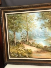 Original Vintage CLARA C INNESS Oil Painting Landscape Signed 44×32 Spring Scene