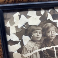 Original Framed Mixed Media Photograph Art Collage 5×7 „Siblings“ TH2