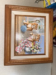 Kittens Playing with Yarn Artist C. Carson Art Reproduction Cats Vintage