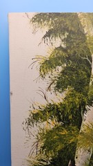 Original Signed Landscape Painting Burchwood Trees Hiking Trail Canvas Art 1982