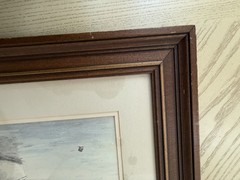 Old Watercolor Winter Marina Boat Signed Maurice Day (1893-1983) Framed 21×28”