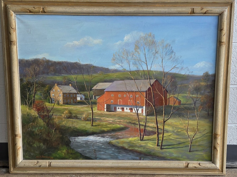 JOHN E BERNINGER LARGE OIL/CANVAS LEHIGH VALLEY PENNSYLVANNIA 1975 LANDSCAPE