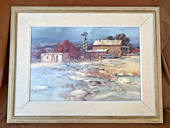 Listed NM Artist Don Brackett Original Watercolor Painting Adobe w Windmill