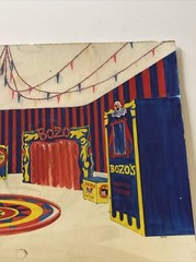 Vintage Bozo Clown Circus Show Painting Illustration Set Design Big Top Theatre