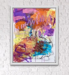 Bold Raw Colorful Urban OOAK painting Contemporary Abstract Art on canvas byKat