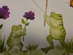 Original Watercolor Painting Of Frogs Playing Whimsical Outside Catching Flies