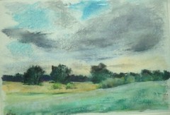 :: FRANZ EHMKE * 1928 -2018 GDR PAINTER ° „FIELDS NEAR LÜBARS“ 21.6.1999