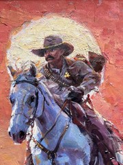 New Sheriff in Town Cowboy – Oil Painting Signed Framed