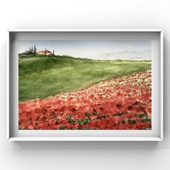Original brand new watercolor ”Poppyfield” $70 Home decor art gift