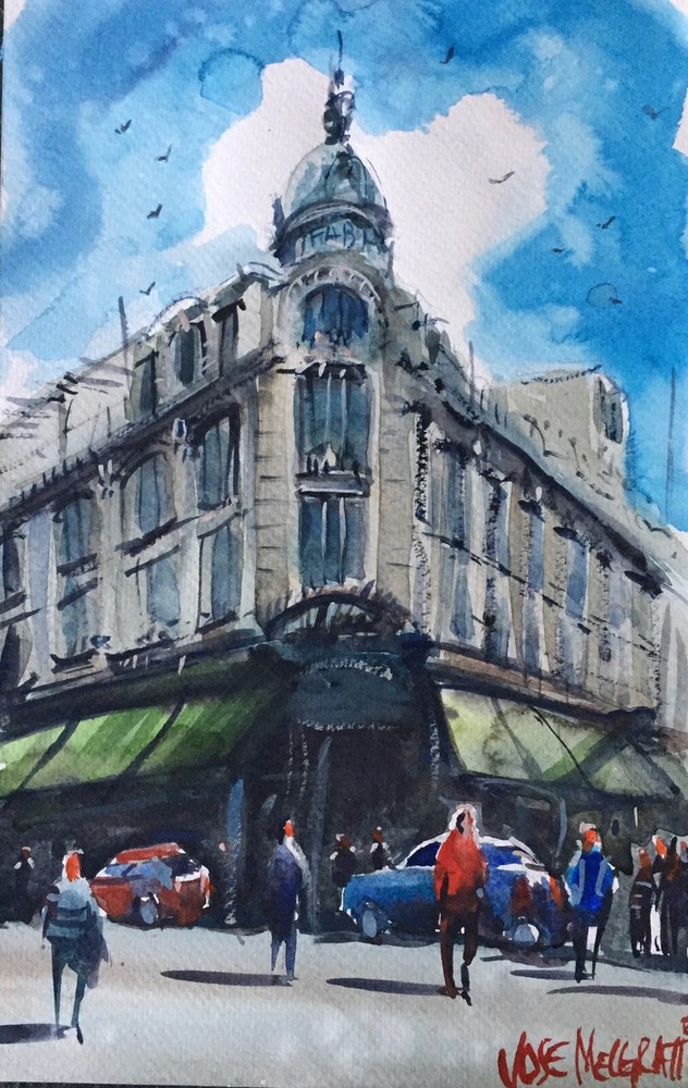 Watercolor Original Painting „Rosario Argentina“ 7 „x 11“ NOT A PRINT