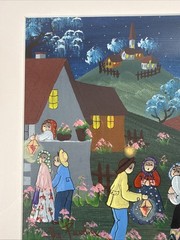 De Paola Signed Folk Art Evening Painting