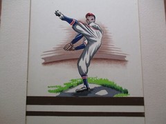 RUTH BELLITTO PAINTING AMERICAN ILLUSTRATION BASEBALL PLAYER 1940’S VINTAGE WPA