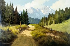 Joseph Heinrich Thomas (German,1922-?) – Alpine Landscape – Oil Painting