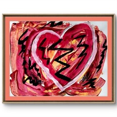Broken Heart 11×14 Original Signed Wall Art Paper Painting Acrylic BACH