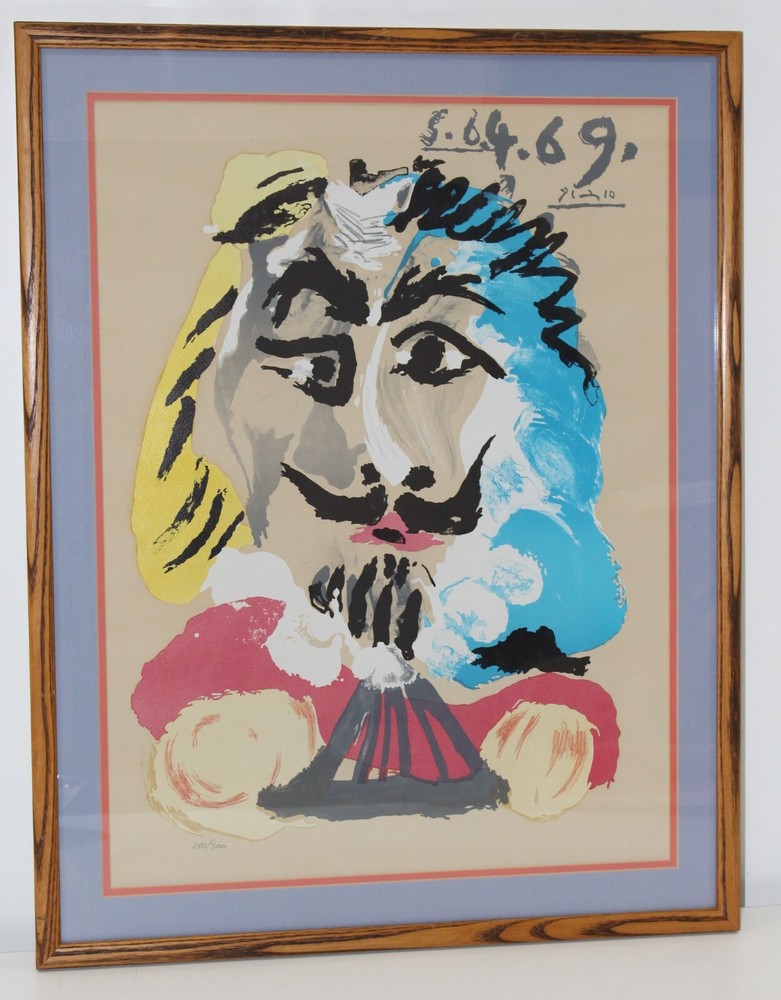 Pablo Picasso Musketeer Signed VTG Lithograph Numbered Art Framed Matted Train