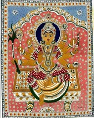 Lakshmi. Watercolour and Ink. Kalamkari style Painting. Collectable, Home Decor