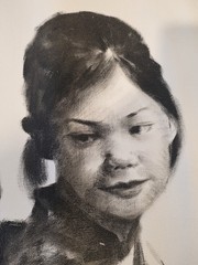 Tom Wong Hong Kong Original Oil On Canvas Mother & Child Black & White Signed