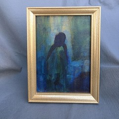 Framed Dark Figure Abstract Figurative Art Painting Cross